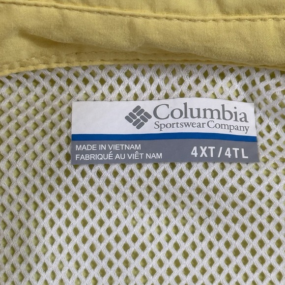 Columbia PFG Fishing Shirt Men's 4XT Yellow Short Sleeve Button Up Omni Shade - Picture 3 of 14
